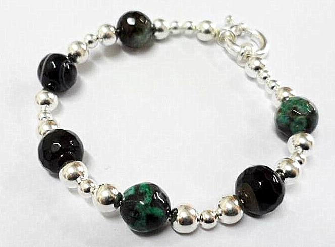 Thumbnail: Pulsera Bolitas plata y piedras