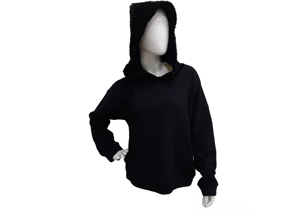 felpa INDUIT con payet nera made in Italy