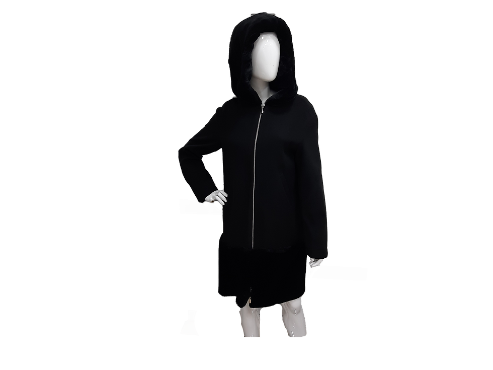Cappotto nero con zip INDUIT pelliccia ecologica