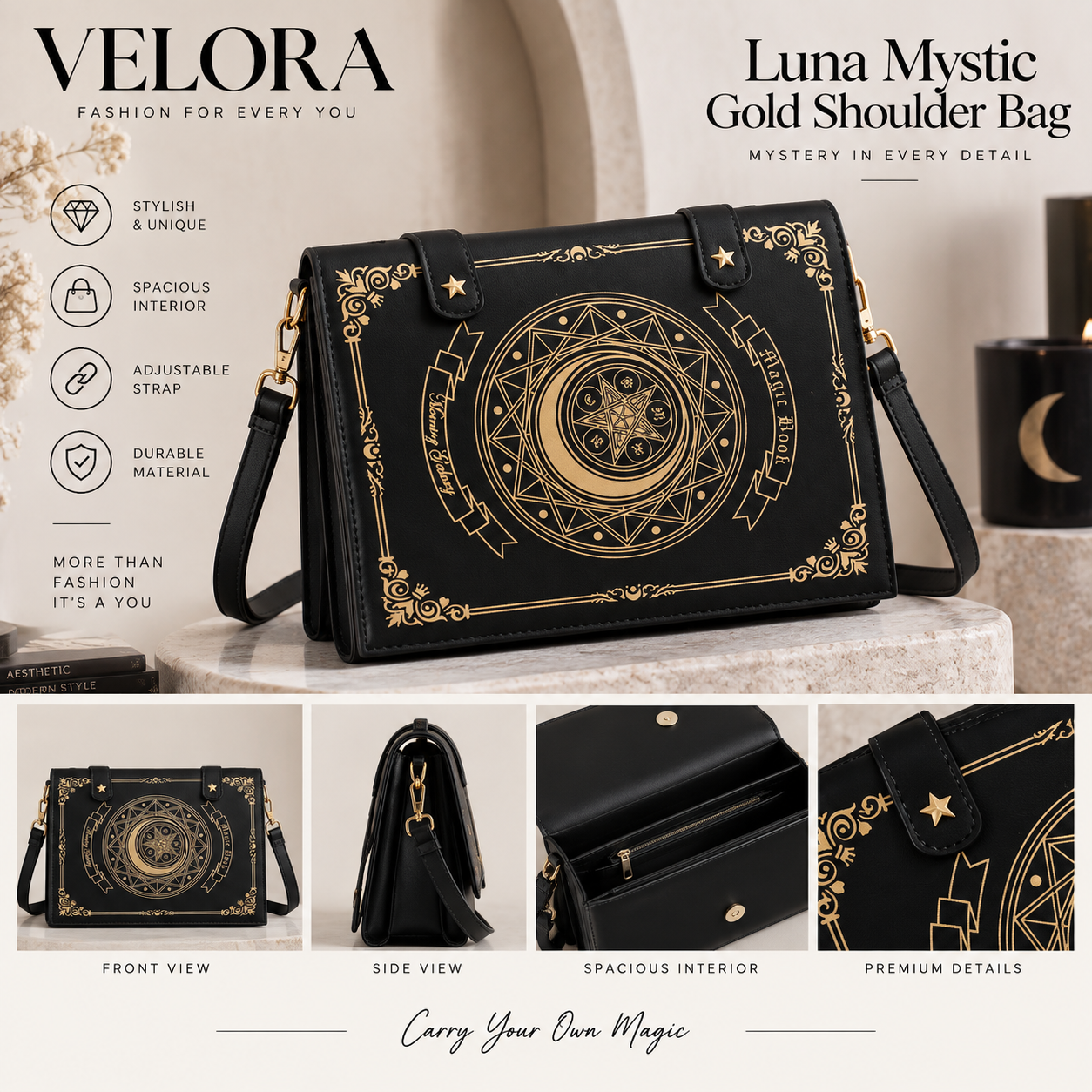 Luna Mystic Gold Shoulder Bag