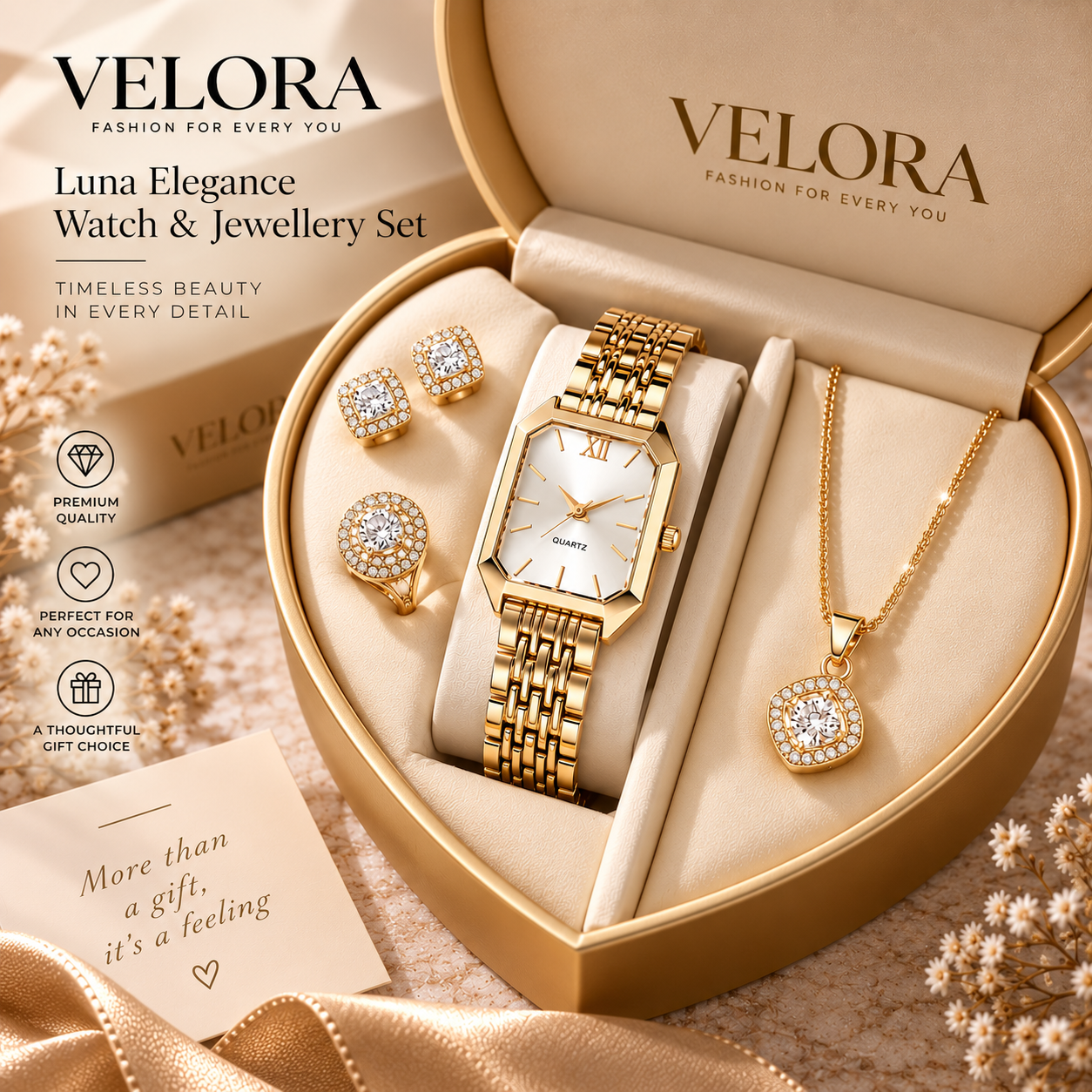 Luna Elegance Watch & Jewellery Set