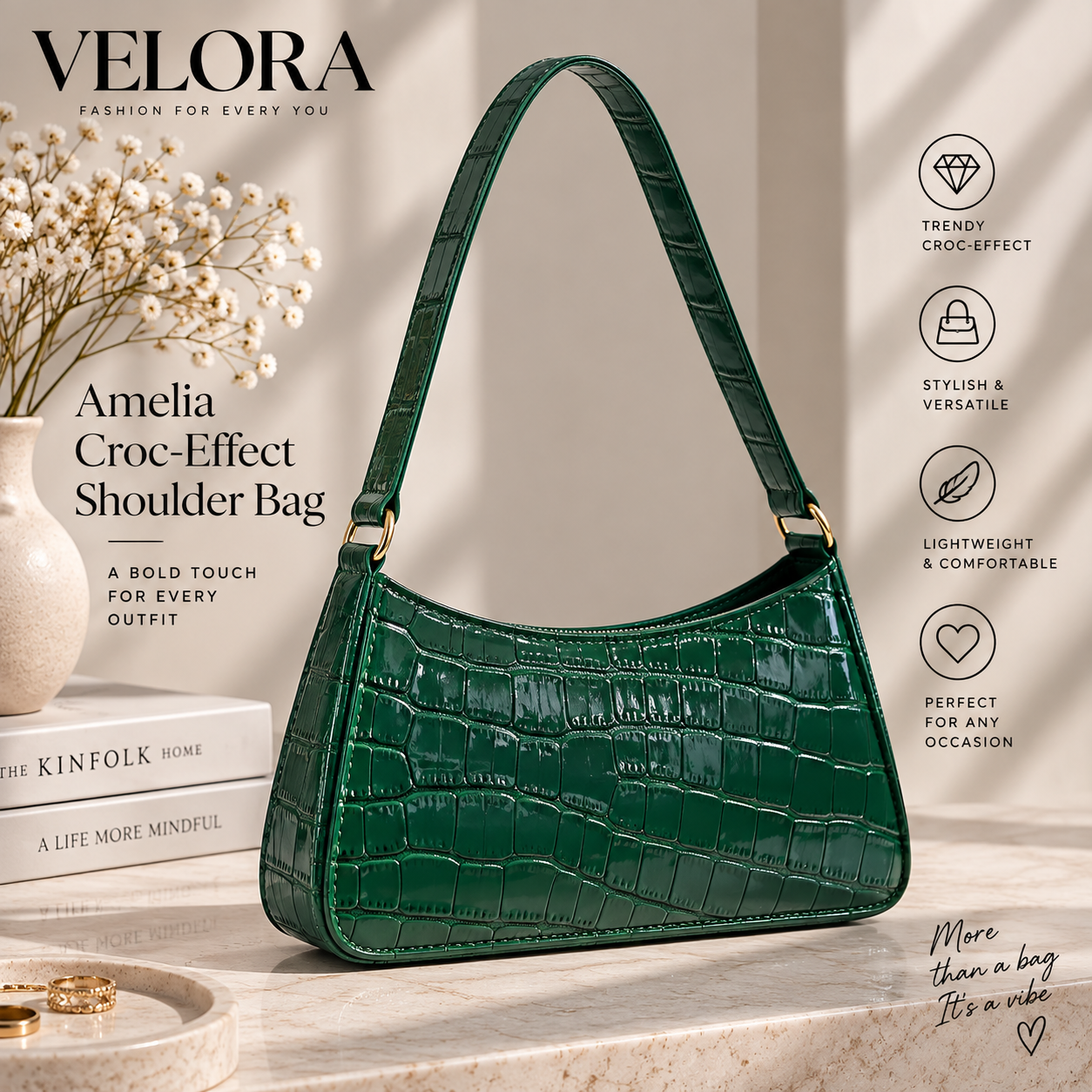 Amelia Croc-Effect Shoulder Bag
