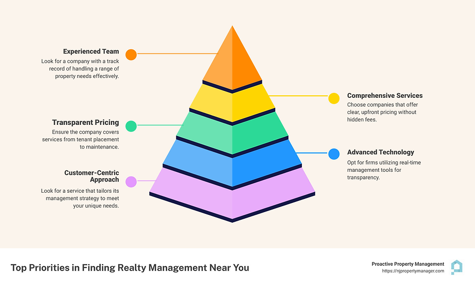 Realty Management Essentials - realty management near me infographic pyramid-hierarchy-5-steps