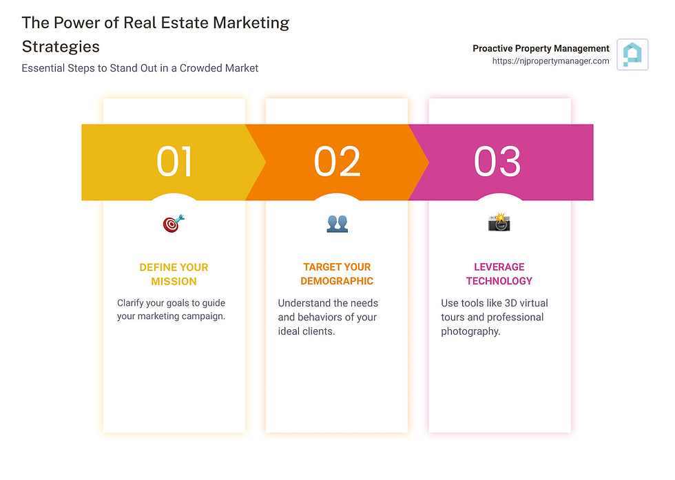Summary of real estate marketing strategies - Real estate marketing strategies infographic pillar-3-steps