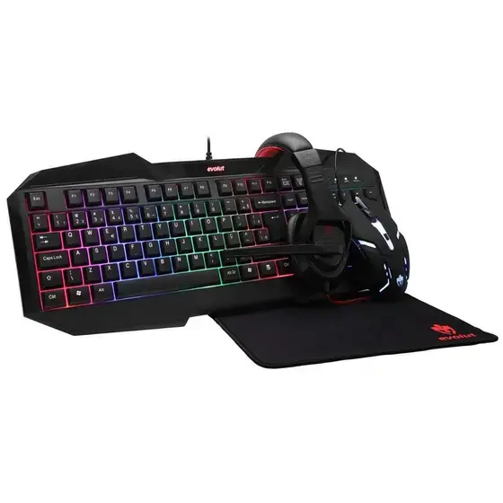 Kit Gamer Evolut Starter EG-50 Mouse Teclado Headset Mousepad