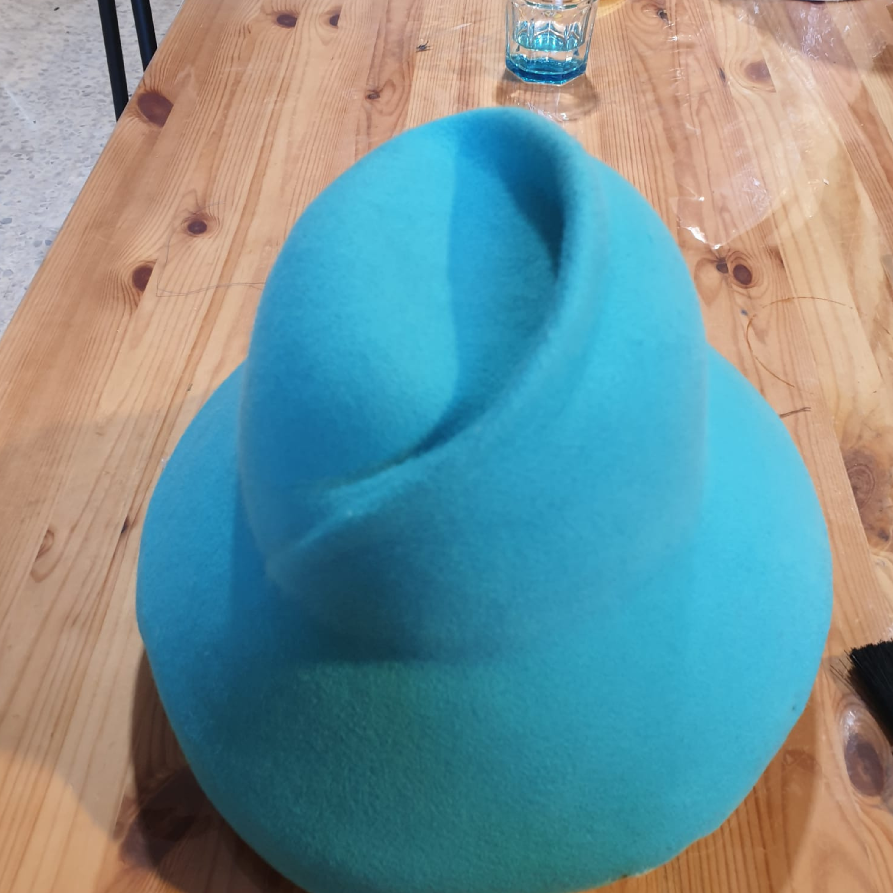 Chic Turquoise Wool Felt Sculpted Hat/ can be made to order 