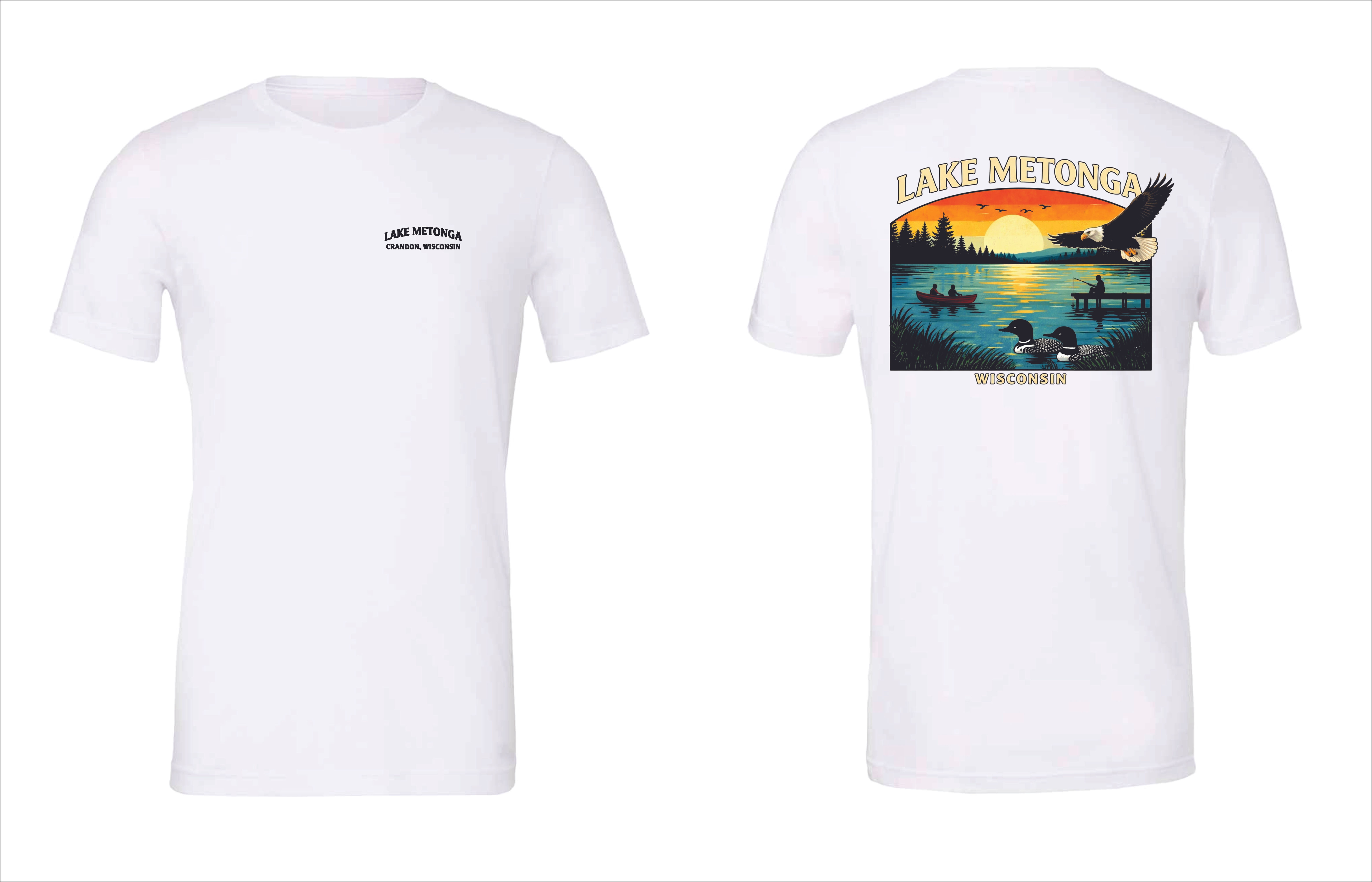 Lake Metonga Loon and Sunset  Bella & Canvas Tshirt