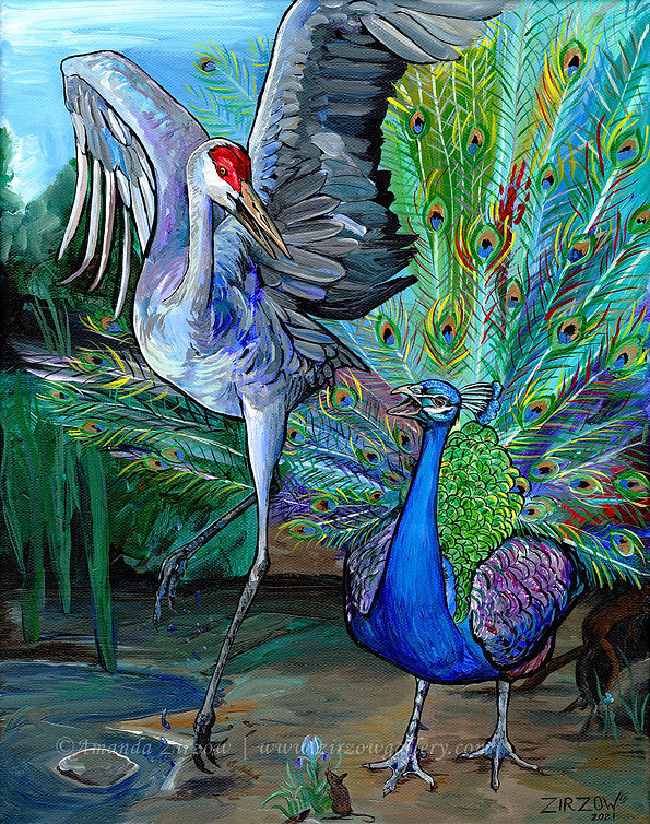 The Peacock and the Crane | Acrylic