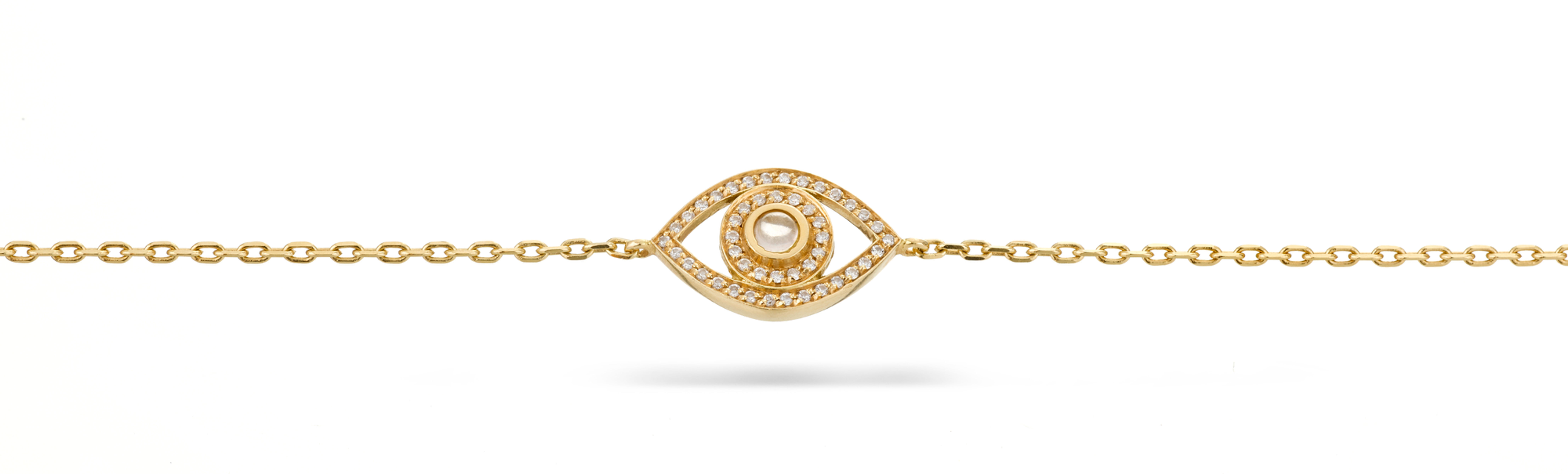 Mini Eye Bracelet in white Diamonds - Yellow gold