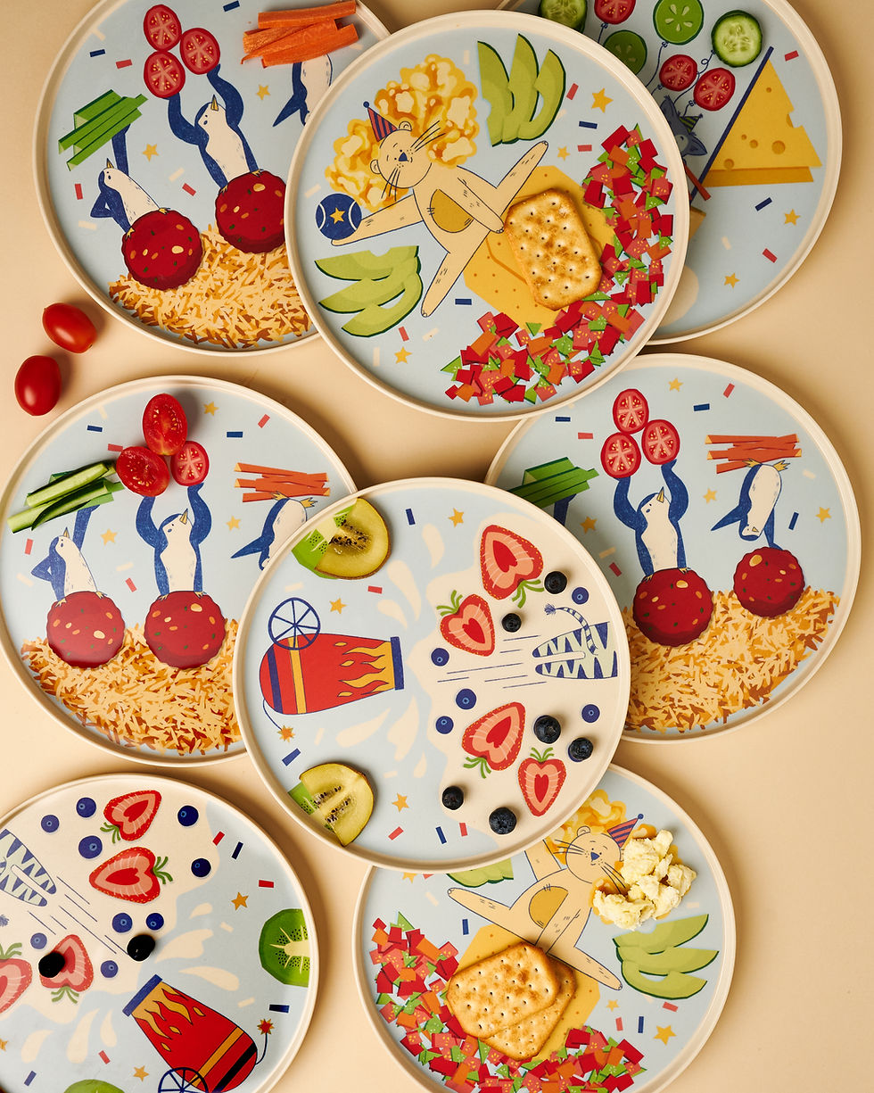 צלחות מעוצבות עם פירות, מארז 7 צלחות, במבחר סגנונות ועיצובים מקוריים, Playeat.