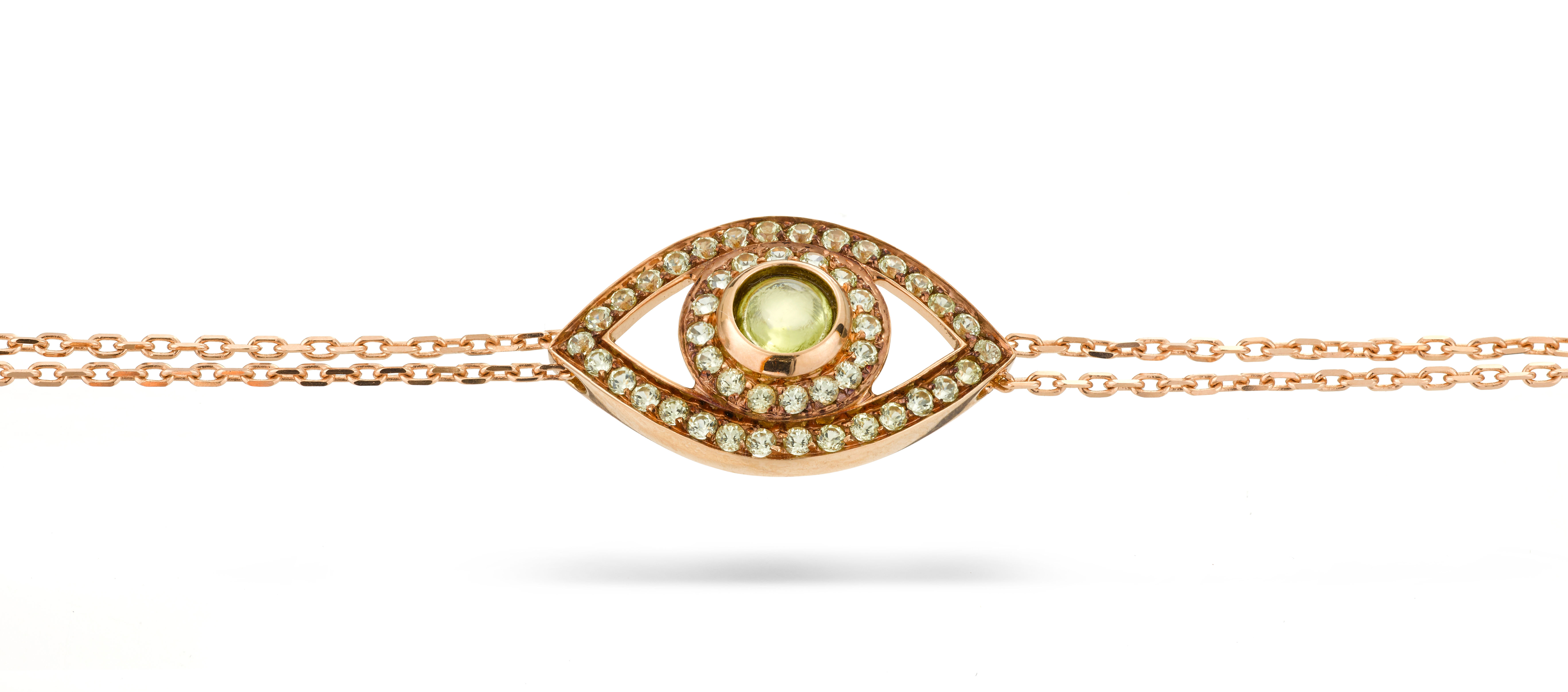 Eye Bracelet in Green Peridot