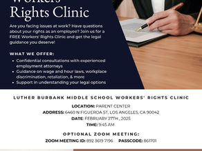 February 27th:  Free Workers' Rights Clinic