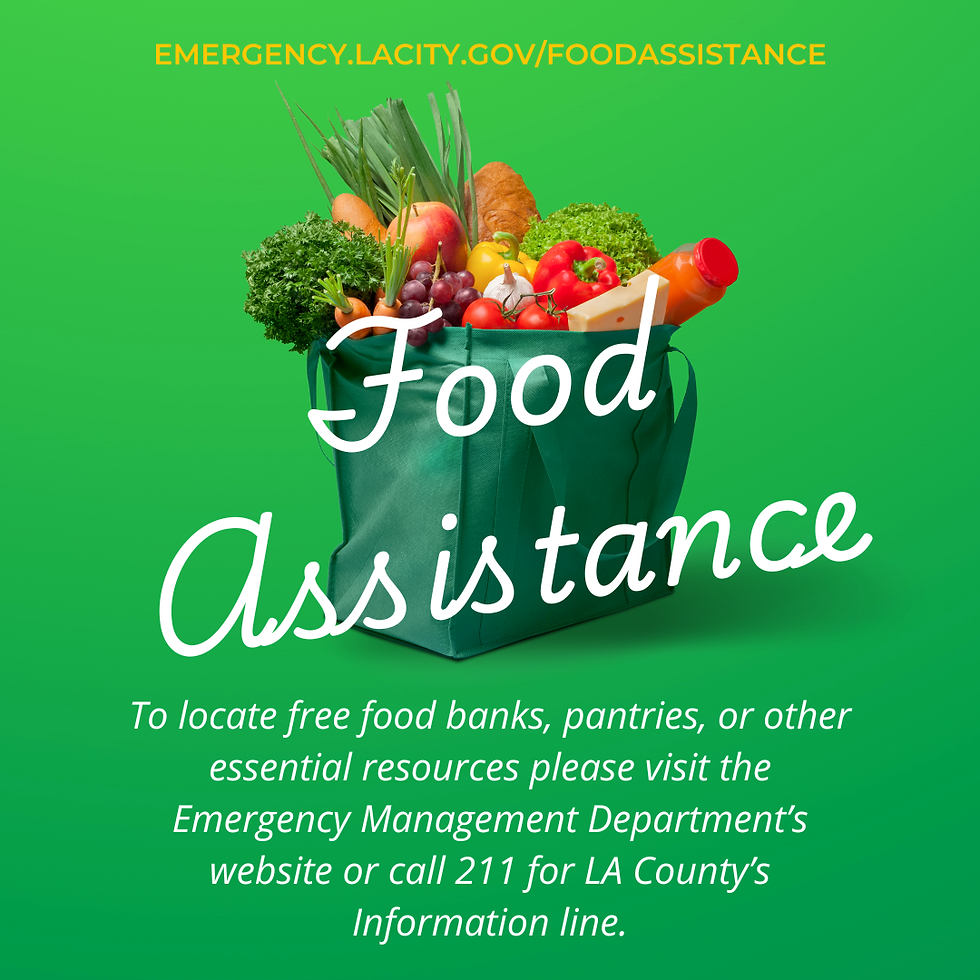 Food Assistance:  The LA City Emergency Management Department continues to monitor the U.S. government shut down and its impacts on the SNAP/CalFresh program.  