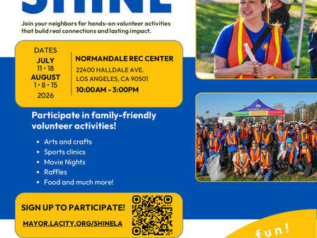 July 11, 17, and 30th:  ShineLA Community Beautification at Normandale Park