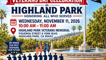 November 11th:  Veterans Honoring Event 10:00 to 11:00 am