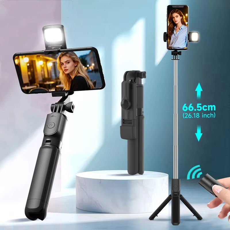 Wireless Selfie Stick Foldable Tripod Stand With Bluetooth Remote Extendable Tri