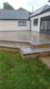 New garden pavement with bricks and tiles