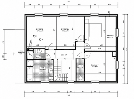 Plan avant rénovation de l'étage d'une maison familiale