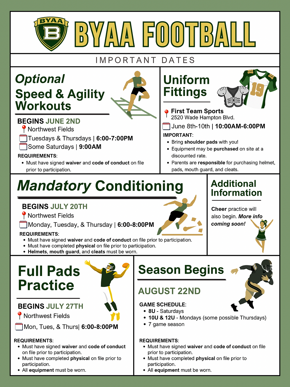 Important Dates for Football