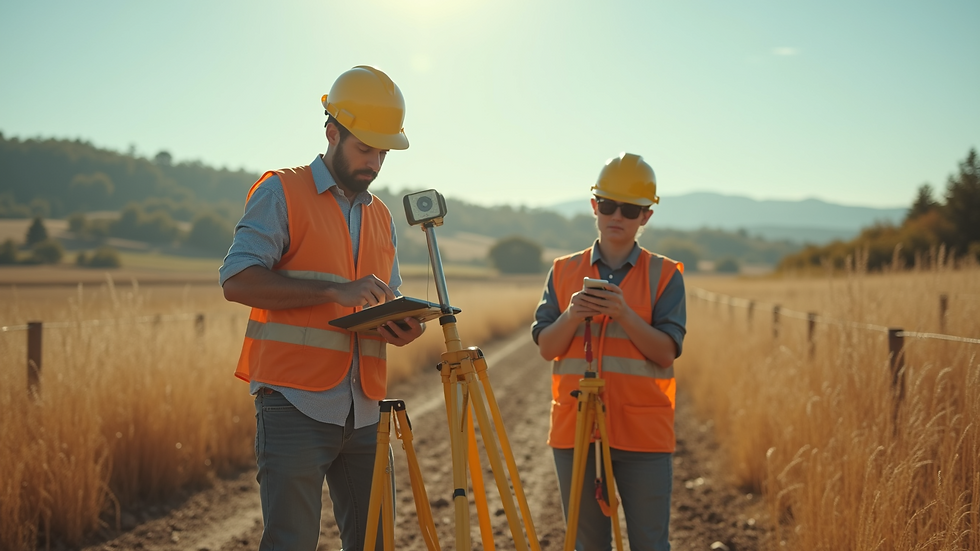 Eye-level view of a land surveyor measuring property boundaries