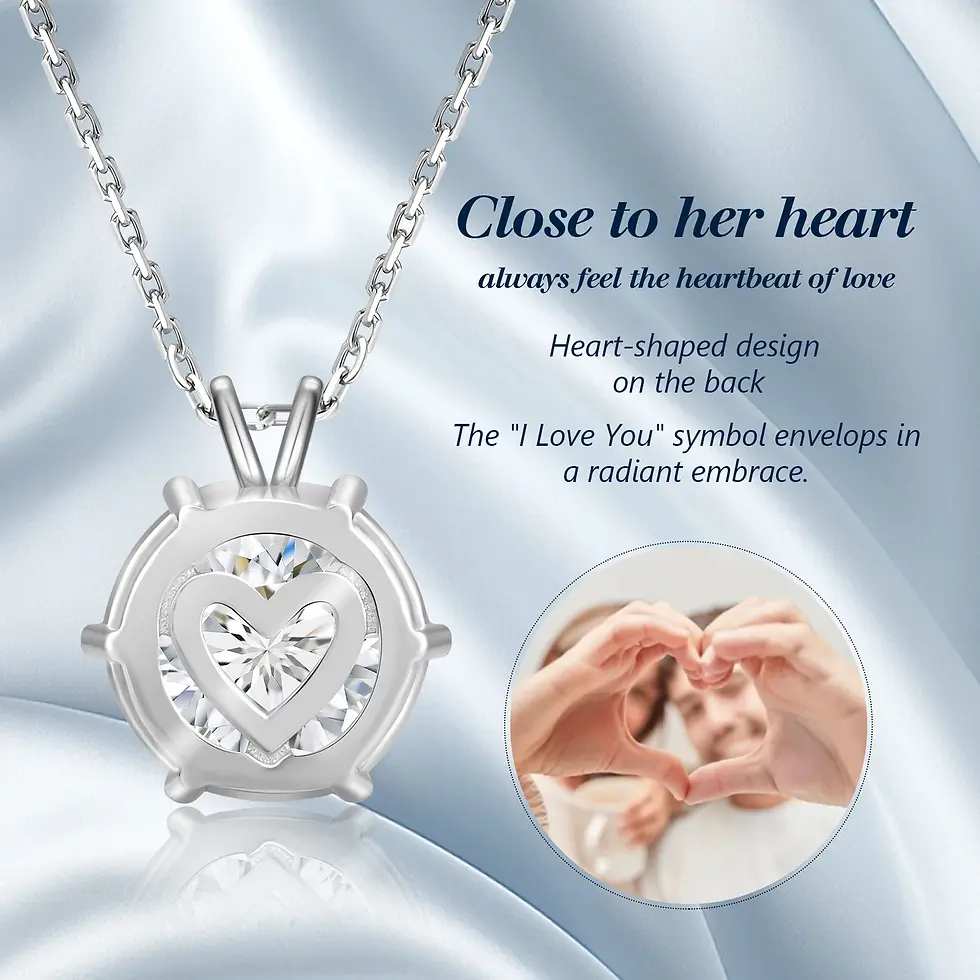 Thumbnail: Women Moissanite Jewelry 925 Sterling Silver 14K Gold plated Love Necklace