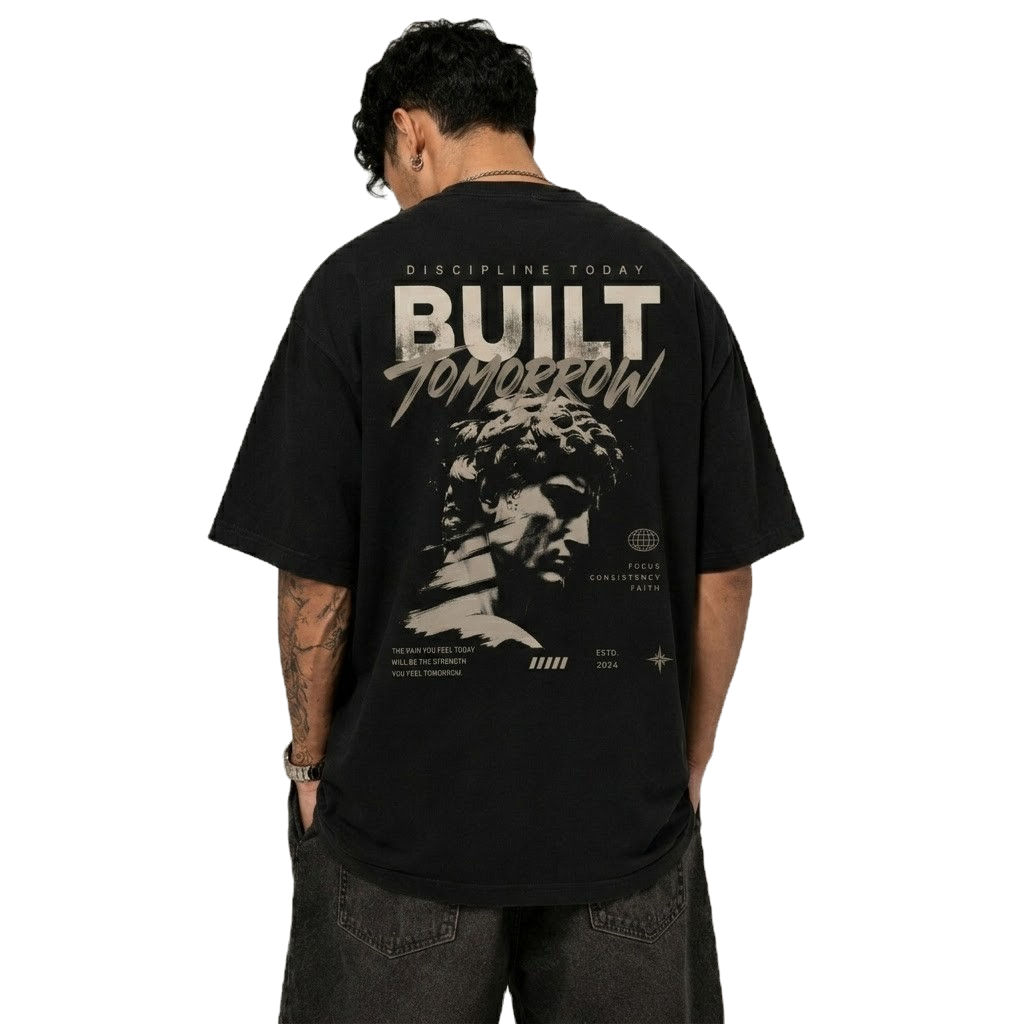Oversized Men Pure Cotton Loop Knit Fabric - Black
