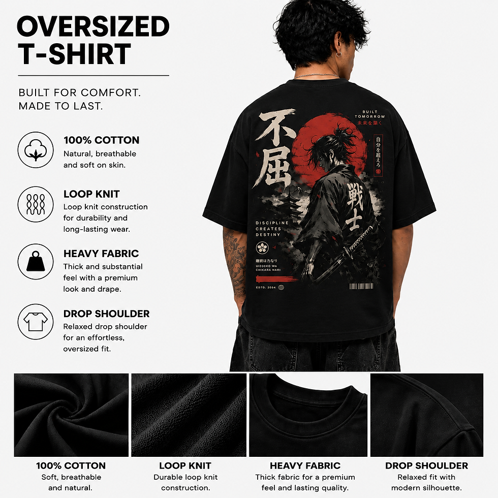 Thumbnail: Oversized Men Pure Cotton Loop Knit Fabric - Black