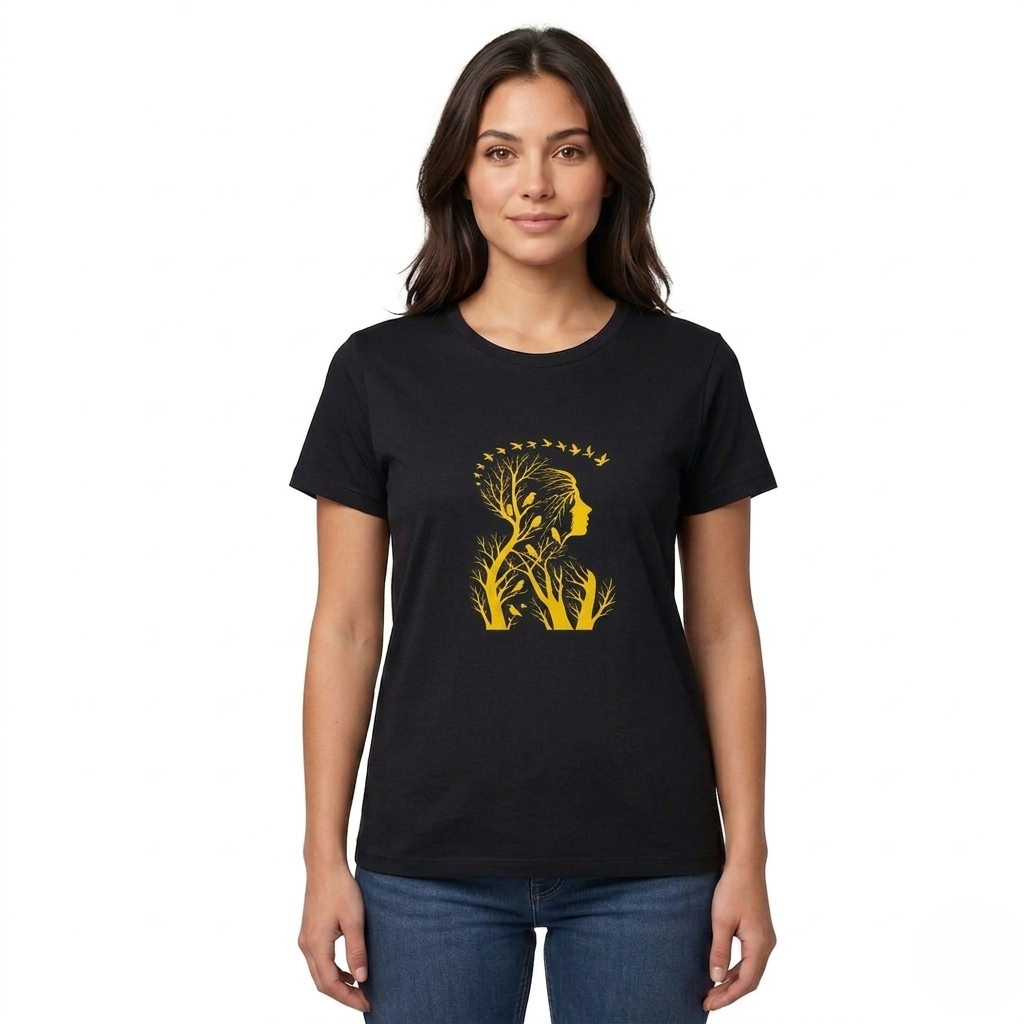 Women’s Regular Fit 100% Pure Cotton, Round Neck, Half Sleeve Graphic Pr