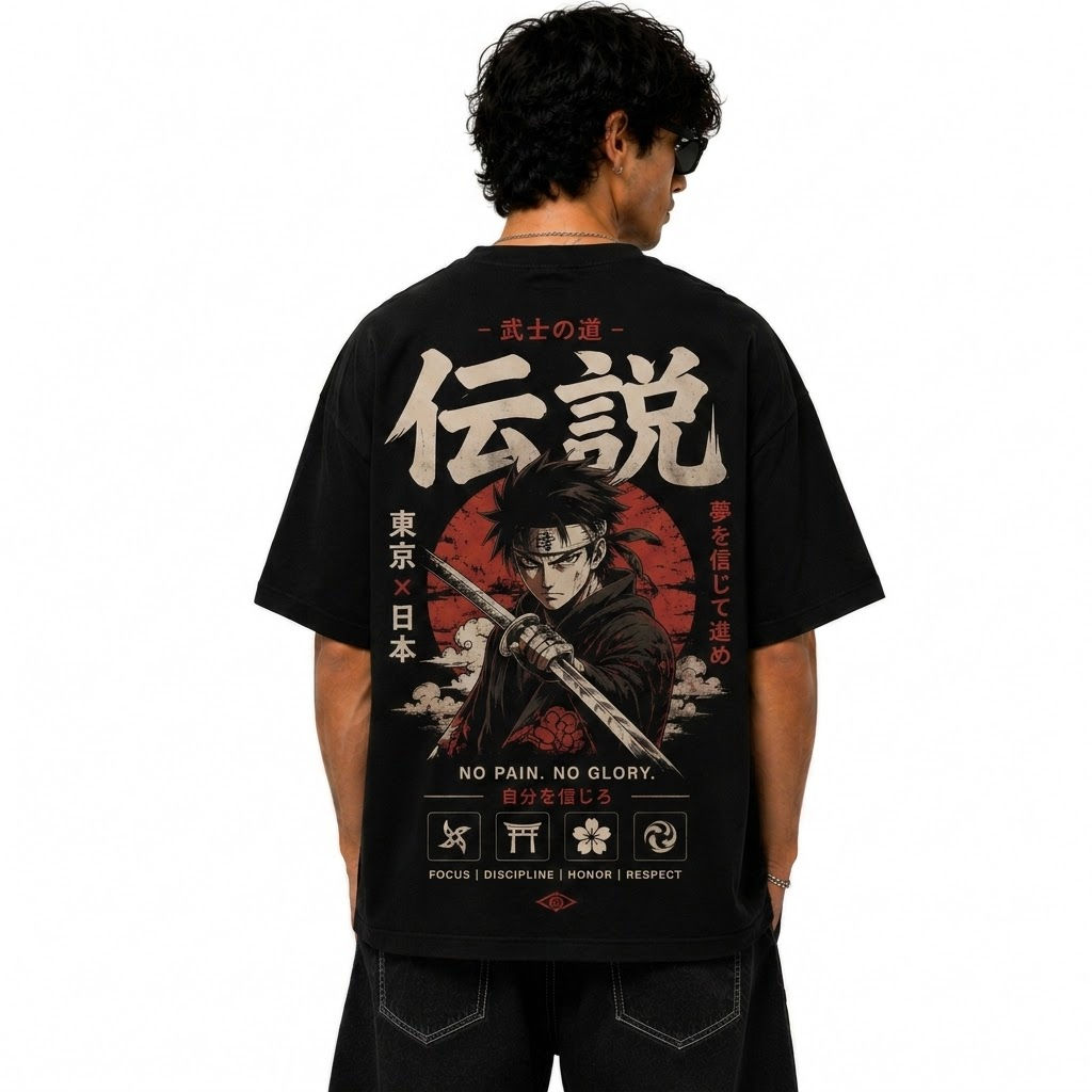 Oversized Men Pure Cotton Loop Knit Fabric - Black