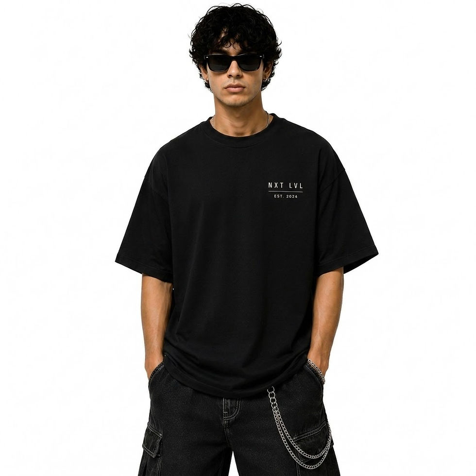 Thumbnail: Oversized Men Pure Cotton Loop Knit Fabric - Black