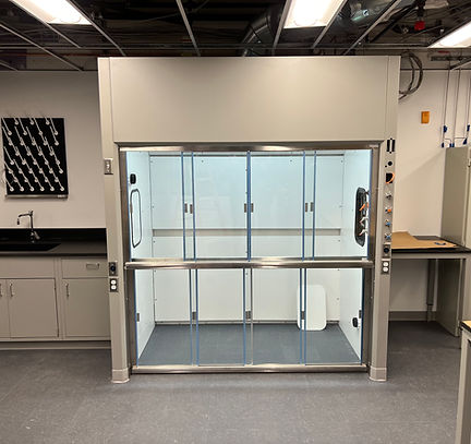cleanair floor mounted fume hood with combination sash and pass throughs