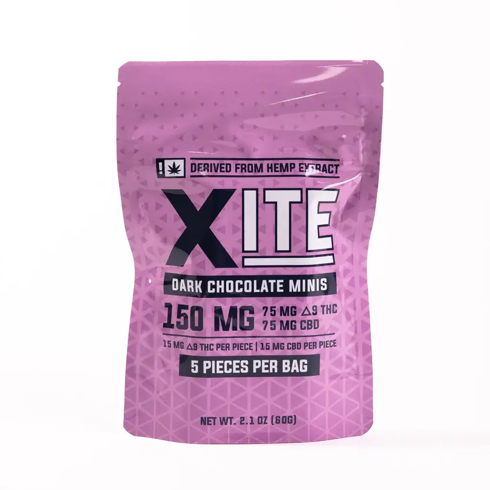 Xite Dark Chocolate Minis 150 mg: 5 pieces per bag