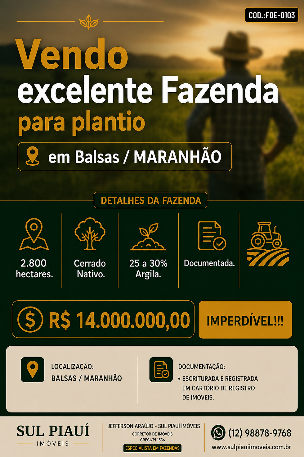 🌾 Fazenda à Venda em Balsas/MA – Excelente oportunidade para agricultura de alta performance