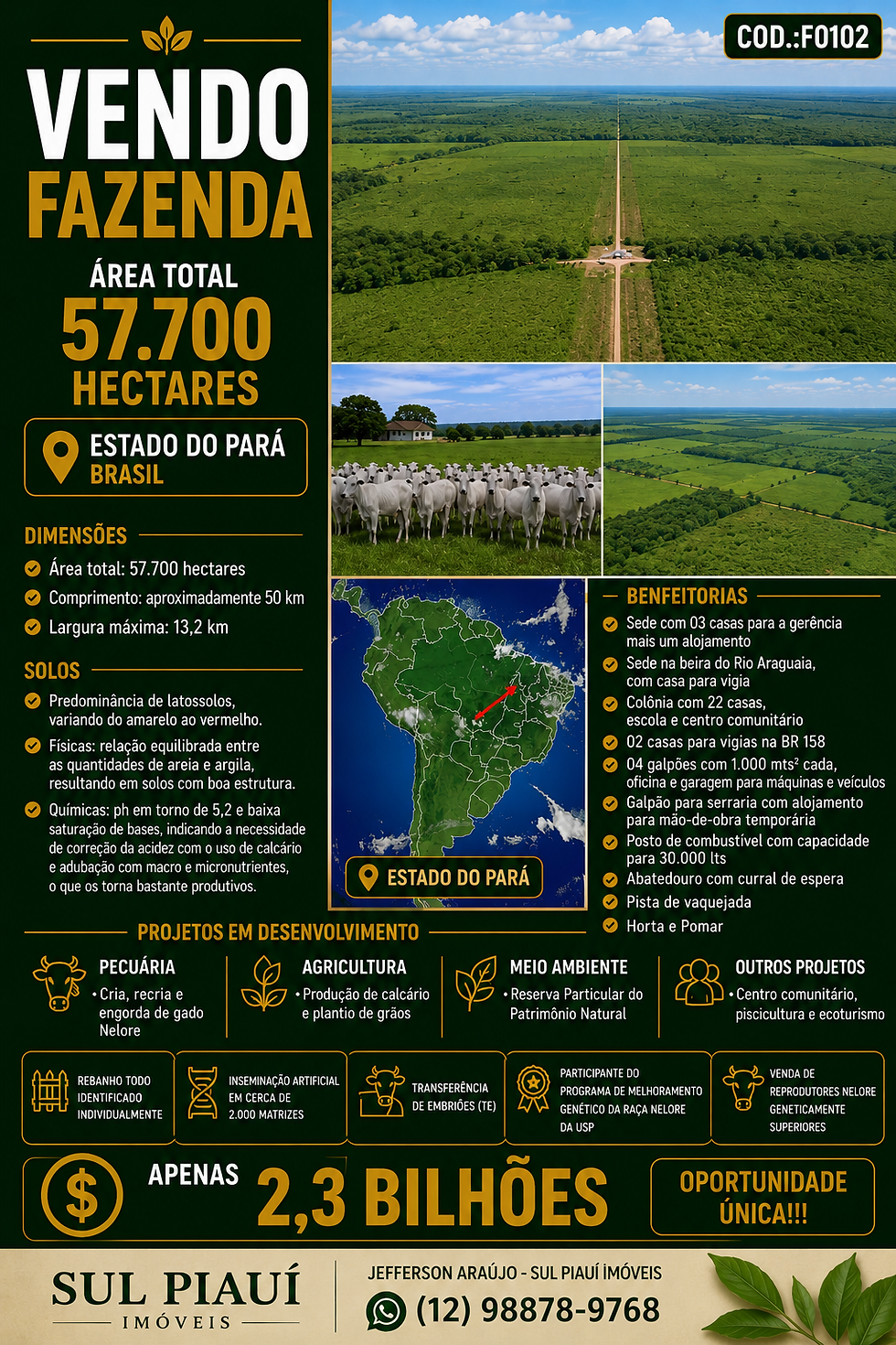 FAZENDAS ESPECIAIS - COD.:FE-0102 - Fazenda Estado do Pará -
