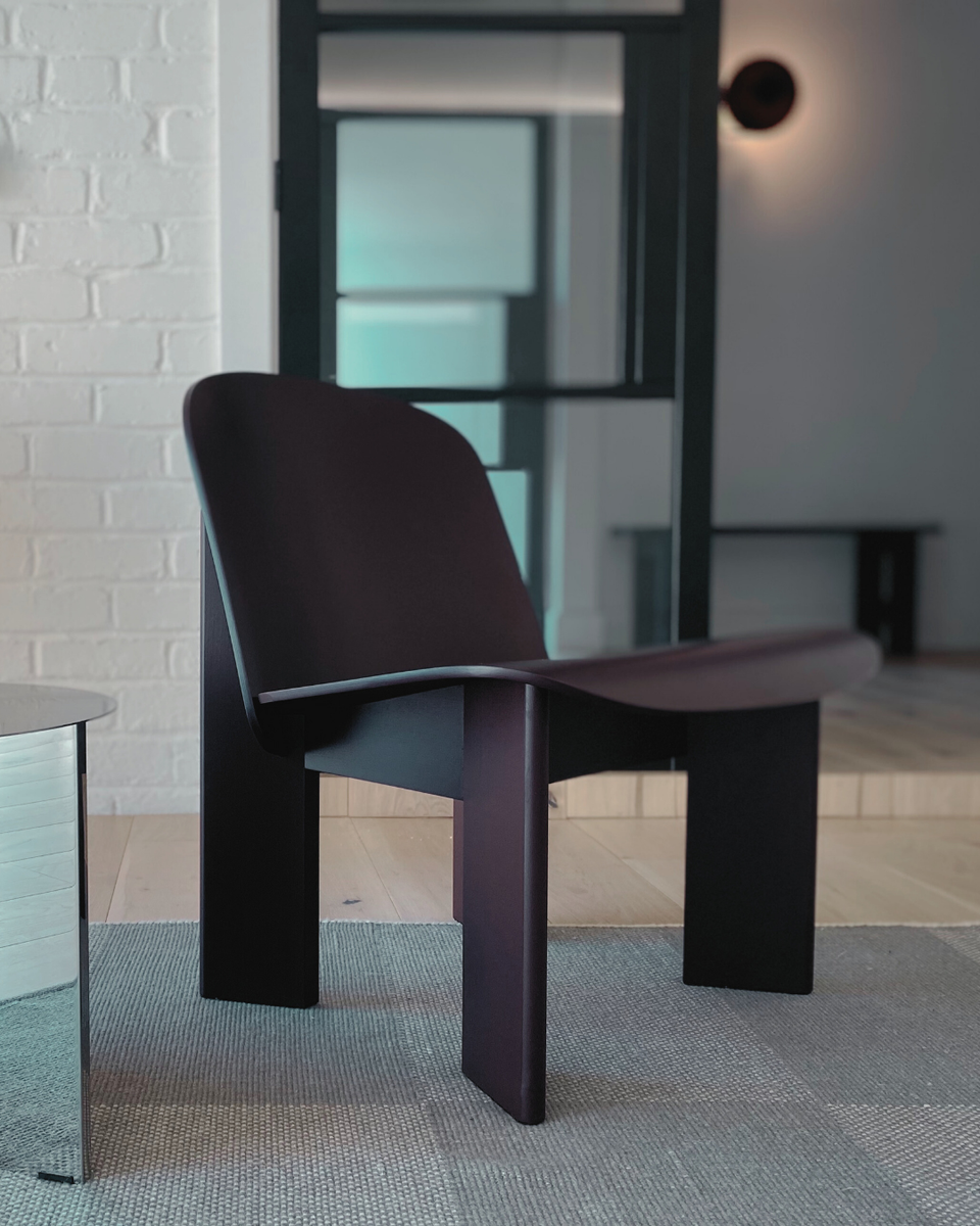 Hay Chisel lounge chair in a Cardiff studio renovation by Sanct Interiors — featuring modern lines, warm neutrals, and quiet luxury styling.