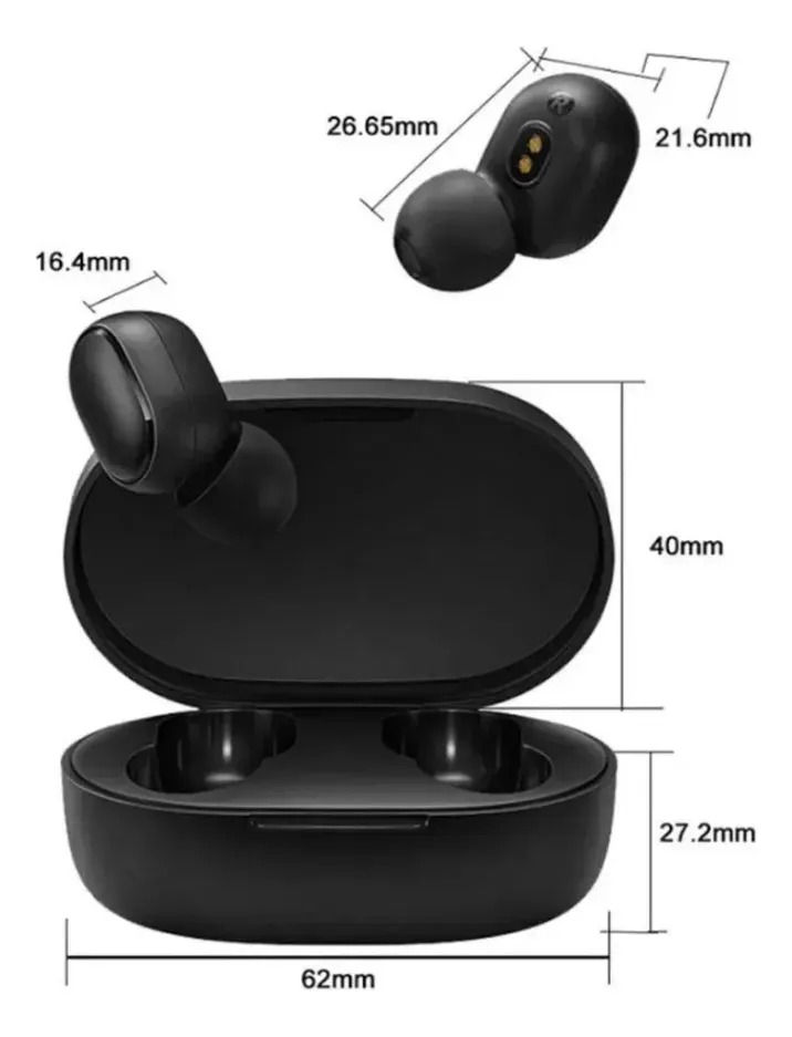 Miniatura: Estojo de carga do Fone Bluetooth A6S fechado, com medidas do produto — Mesa Virada