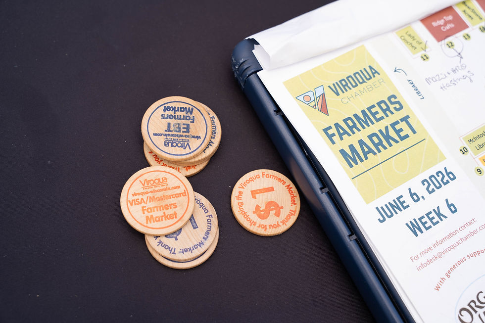 Tokens from the Viroqua farmers market.