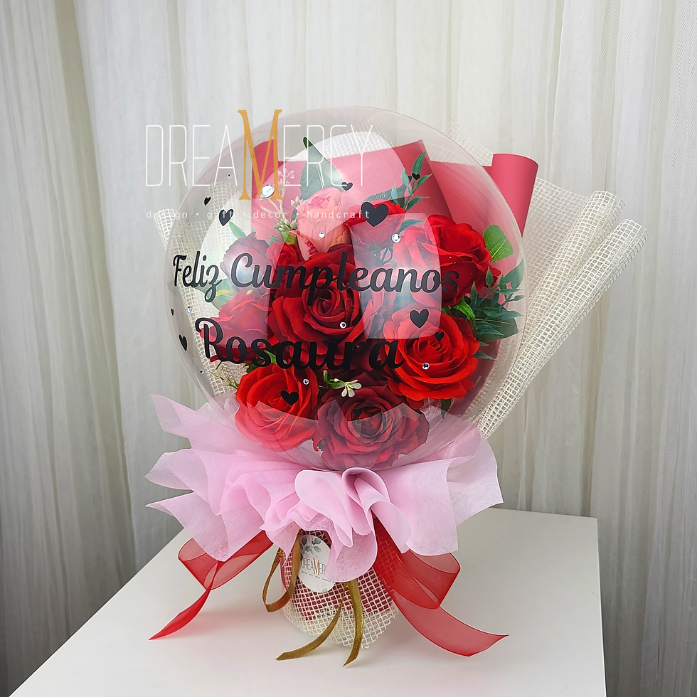 Thumbnail: Red Rose Flower and White Jute Mesh+Light Pink Wrapper