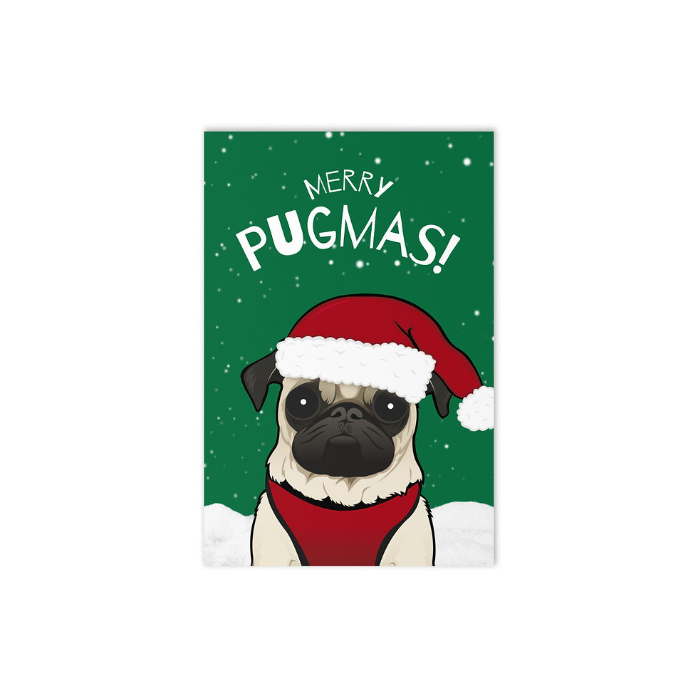 Merry Pugmas Christmas Card Front View