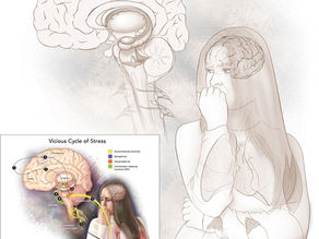 Sketch to final image of a woman stressed out.