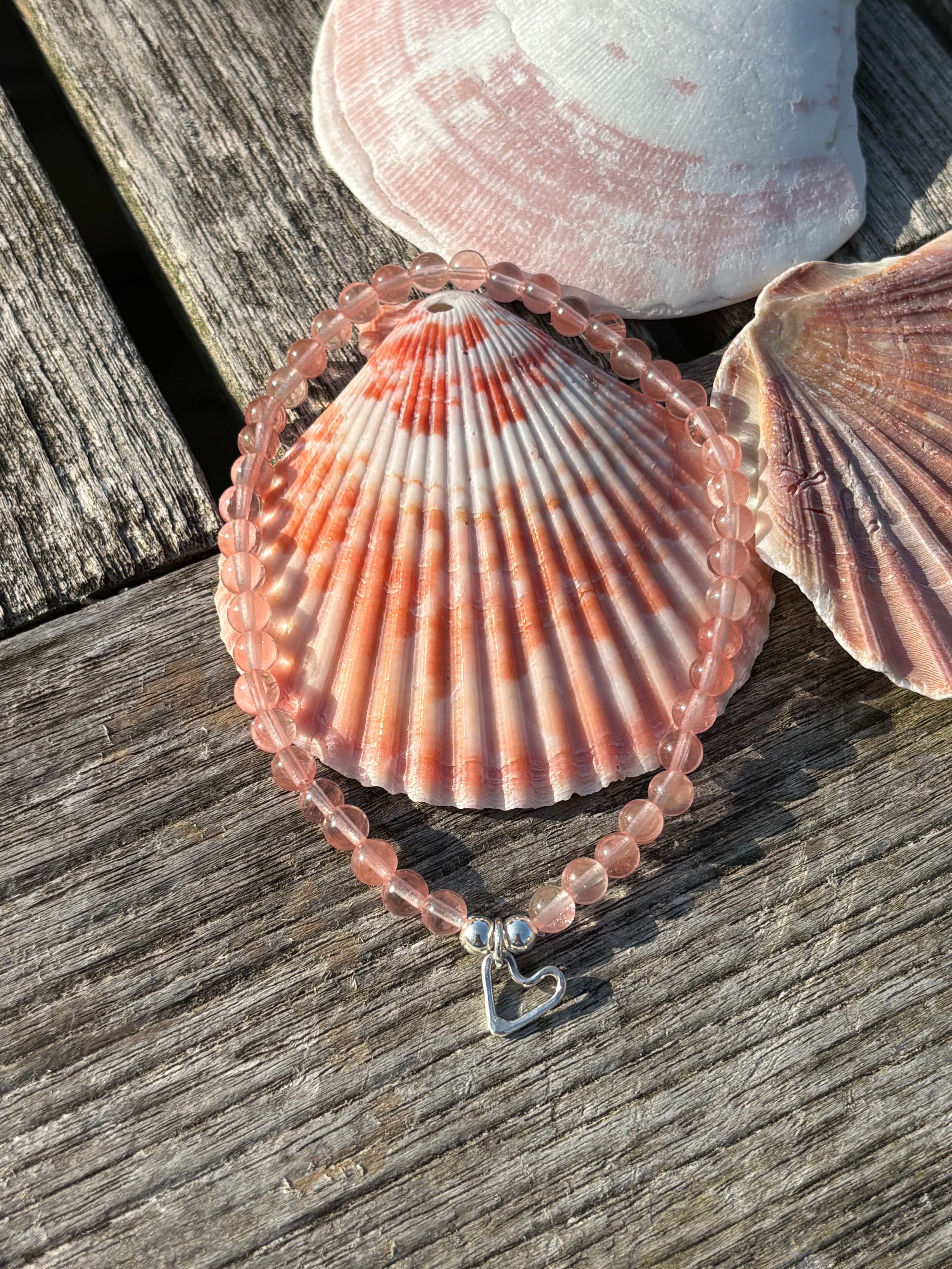 Cherry quartz anklet