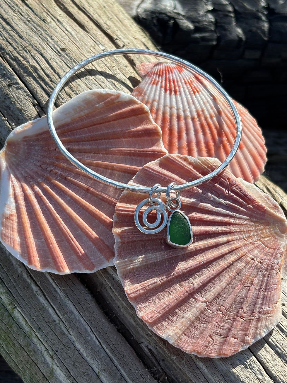 Thumbnail: Bangle with sea glass charm