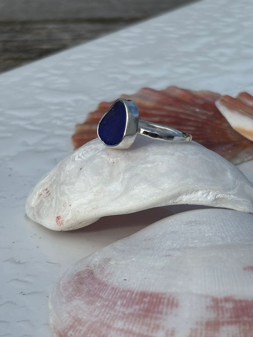 Thumbnail: Vibrant blue sea glass ring