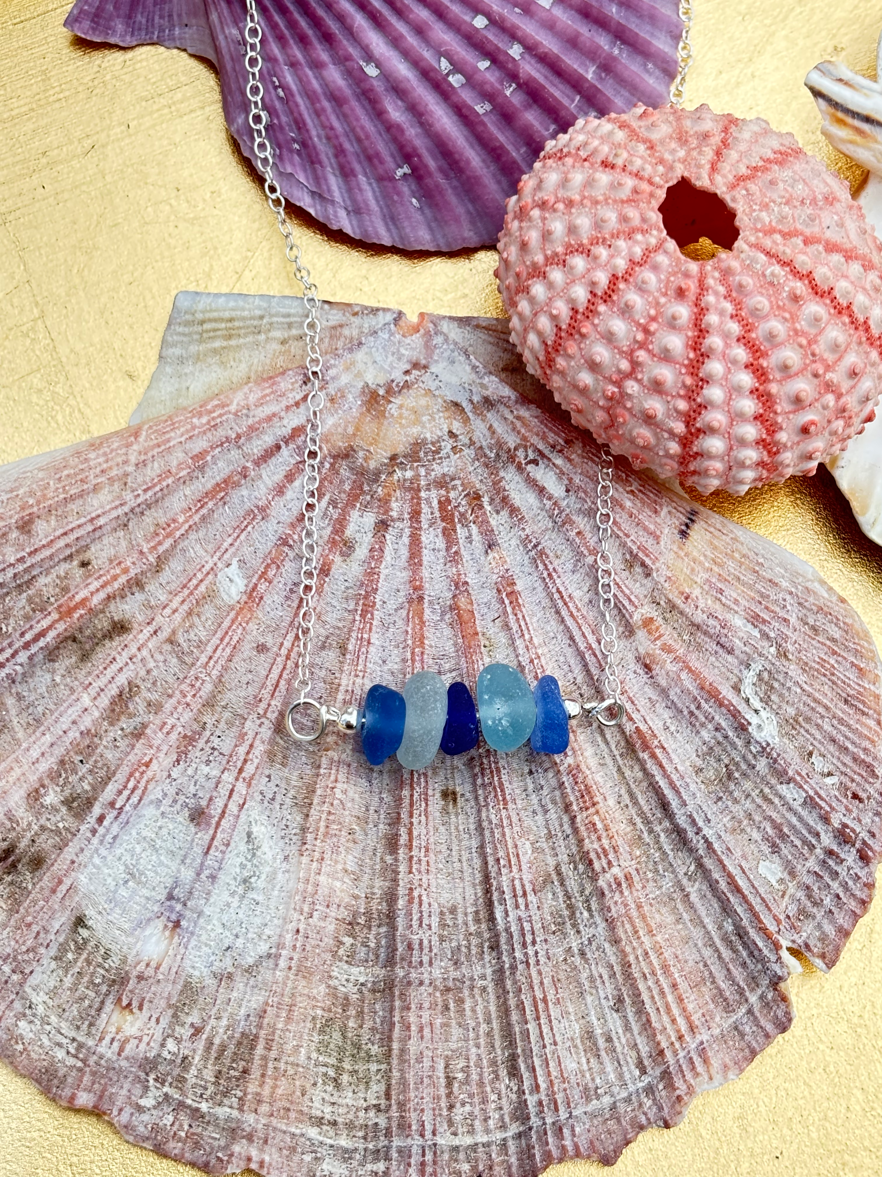 Side stacked sea glass pendant 