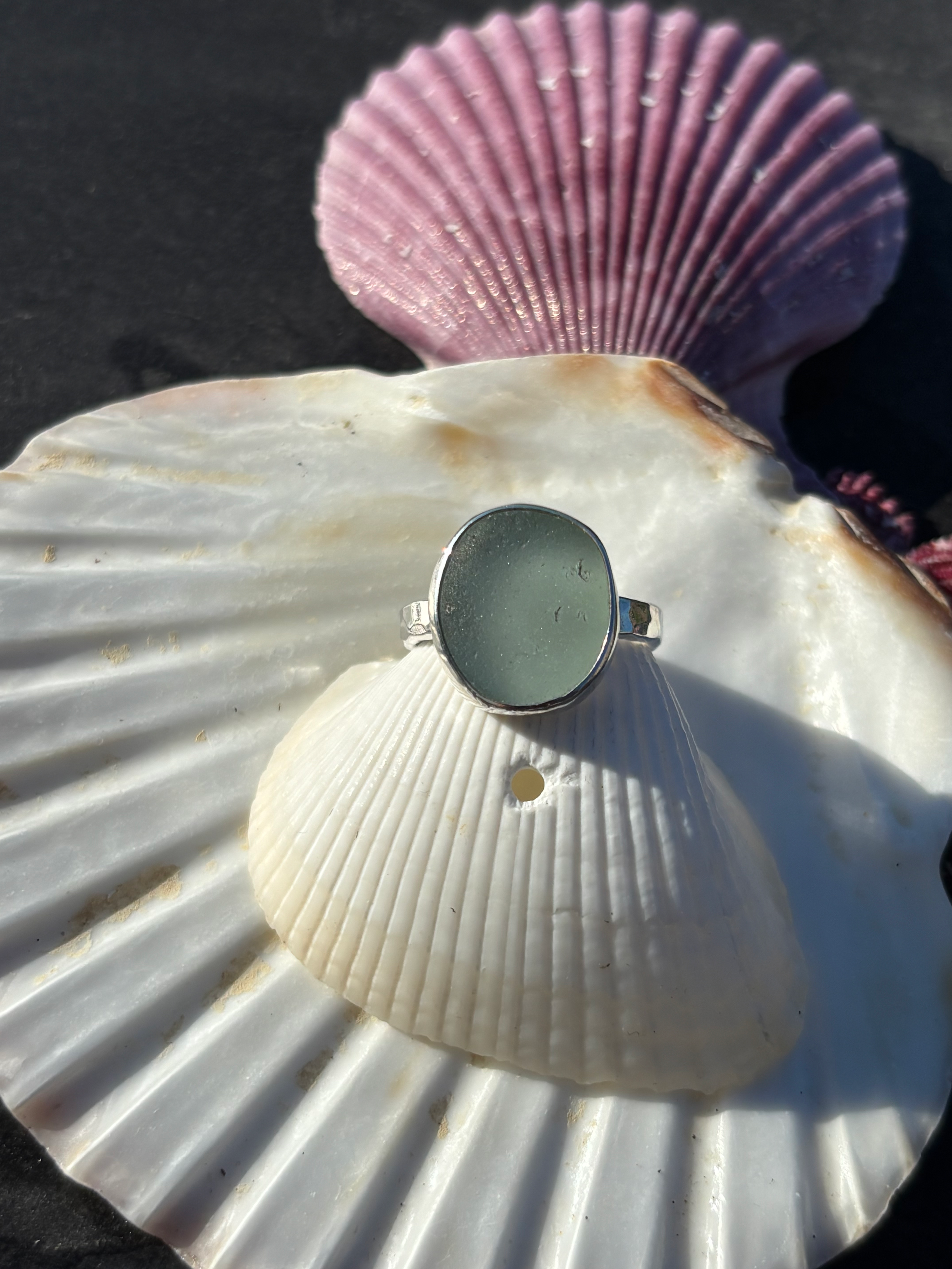 Sea foam sea glass ring