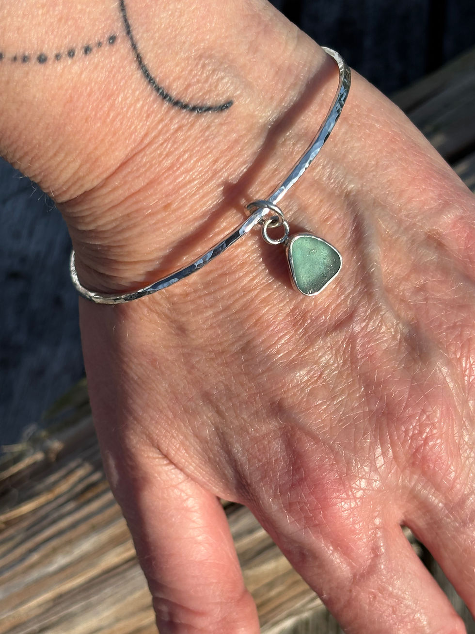 Thumbnail: Bangle with sea glass charm 