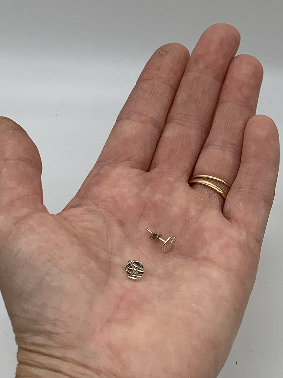 Thumbnail: Textured  recycled sterling Silver studs