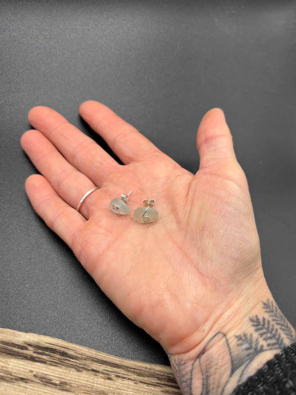 Thumbnail: Sea foam sea glass studs 
