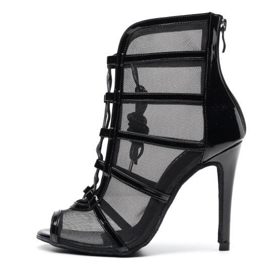 Thumbnail: Stylish Red & Black High-Top  Dance Booties for Women - Perfect for heels class