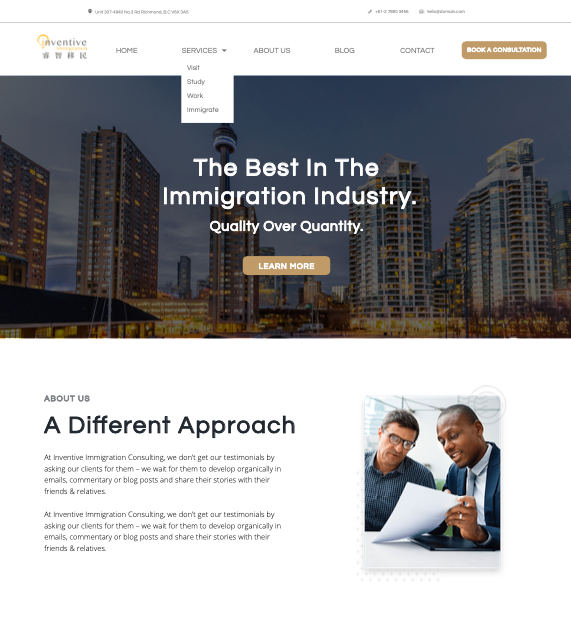Rebuilding Website UI For An Immigration Services Company 